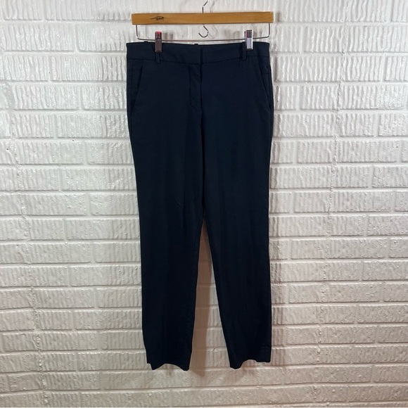 Kit and Ace Navy Stretch Wool Cashmere Silk Straight Slim Trousers Navy 4 - Picture 1 of 6